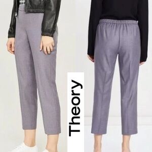 Theory Wool Sleek Flannel Basic Pull On Lavender Melange Pants XS (0)